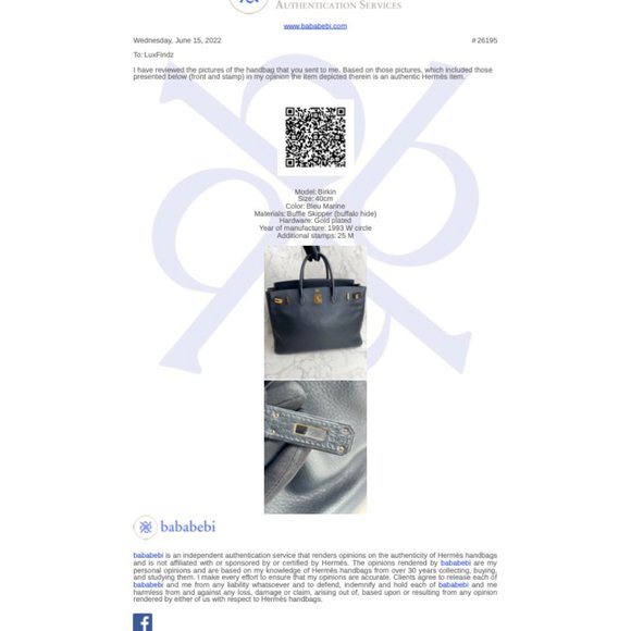 ❌❌❌ SOLD! ❌❌❌ Hermès Birkin 40 in Bleu Marine Buffalo Skipper Leather w/ GHW - Picture 16 of 16